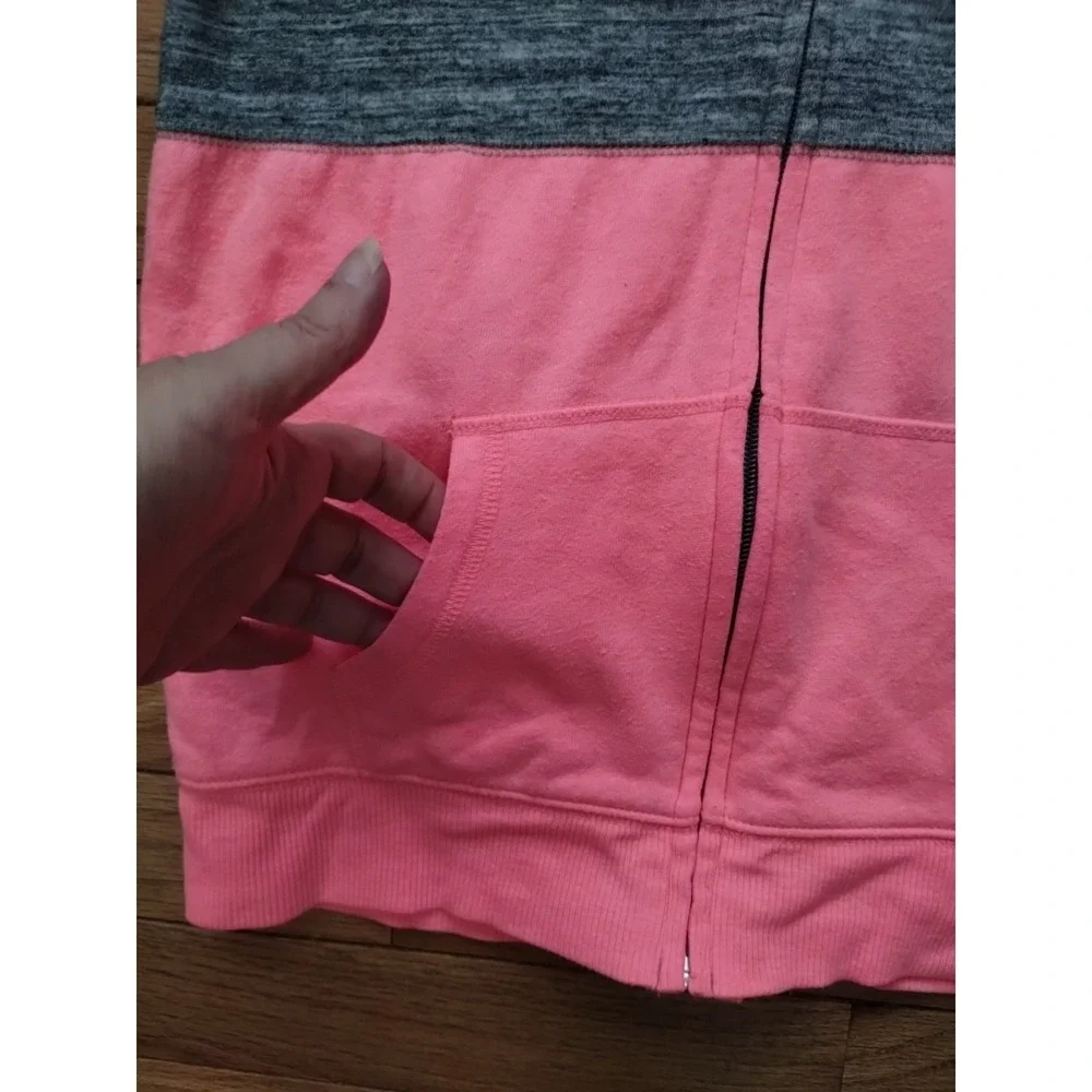 Justice Girls Large 12/14 Hooded Full Zip Sweatshirt Gray Orange